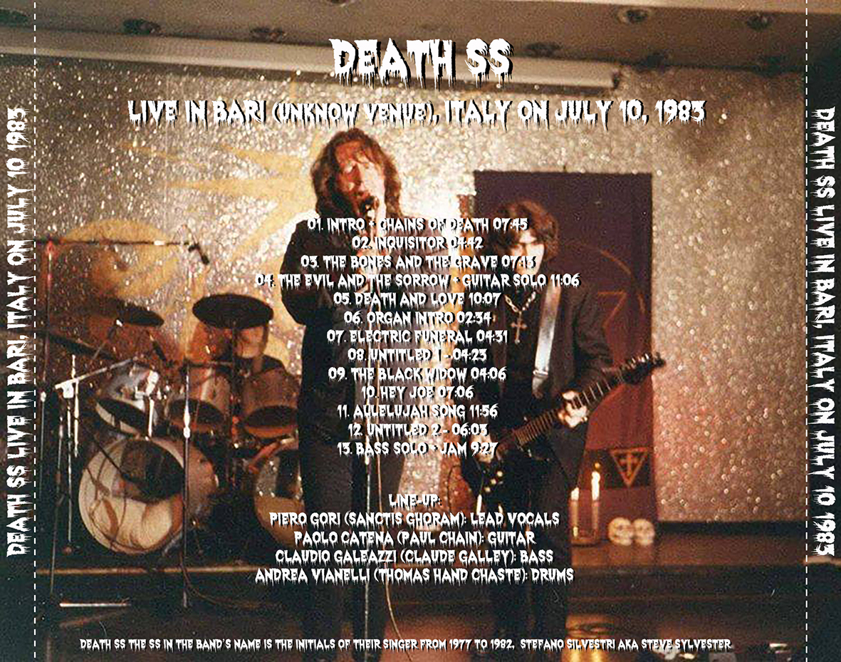 Death SS 1983 07 10 Live in Bari tray